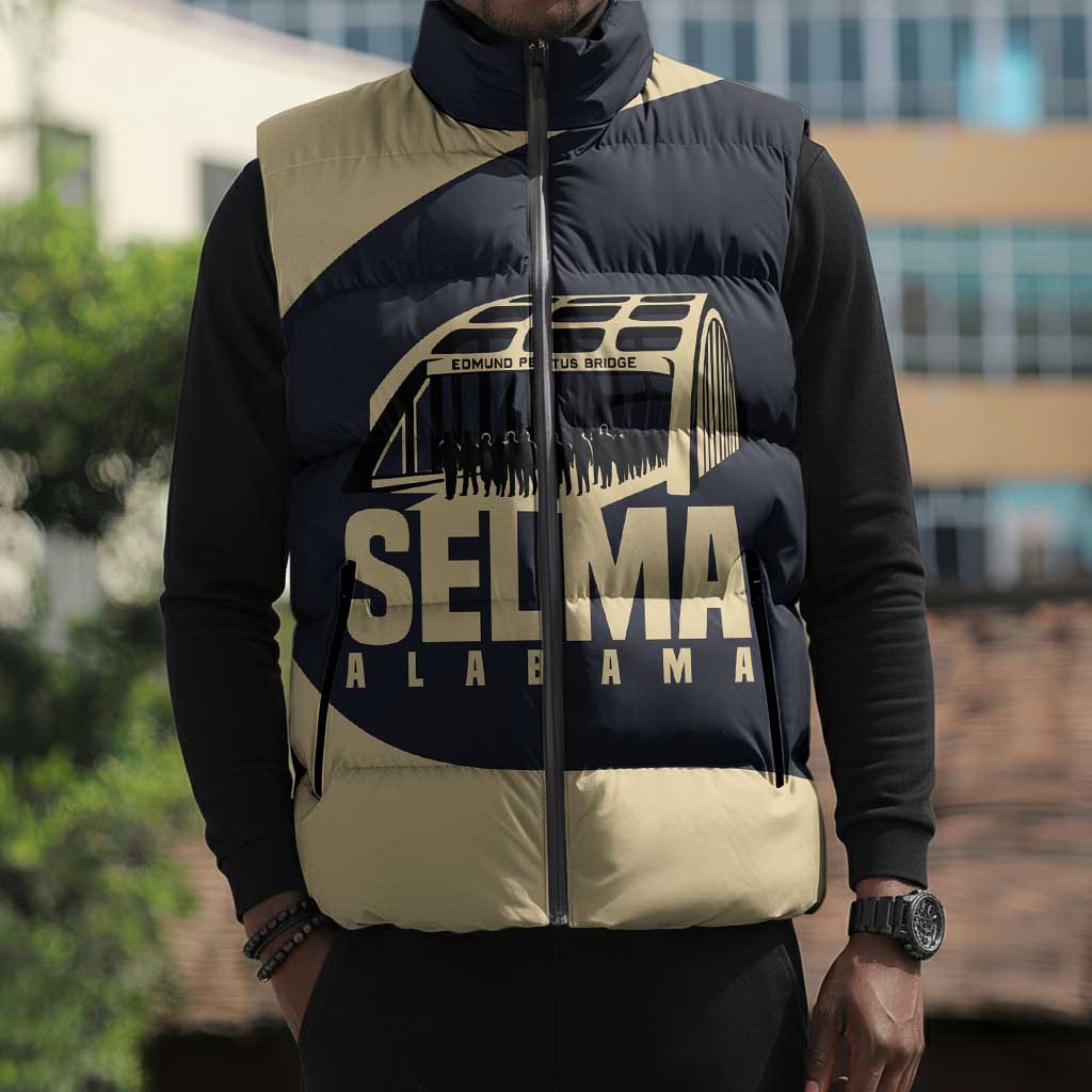 John Lewis Sleeveless Puffer Jacket with Selma Bridge Graphic Civil Rights and Voting Rights Tribute - African Pride