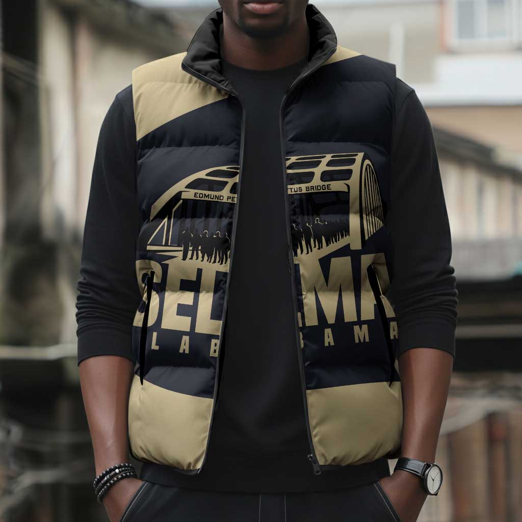 John Lewis Sleeveless Puffer Jacket with Selma Bridge Graphic Civil Rights and Voting Rights Tribute - African Pride