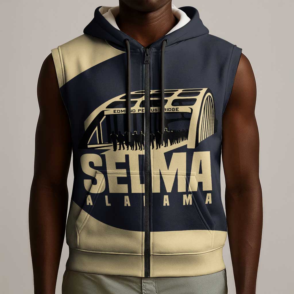 John Lewis Sleeveless Zip Hoodie with Selma Bridge Graphic Civil Rights and Voting Rights Tribute - African Pride