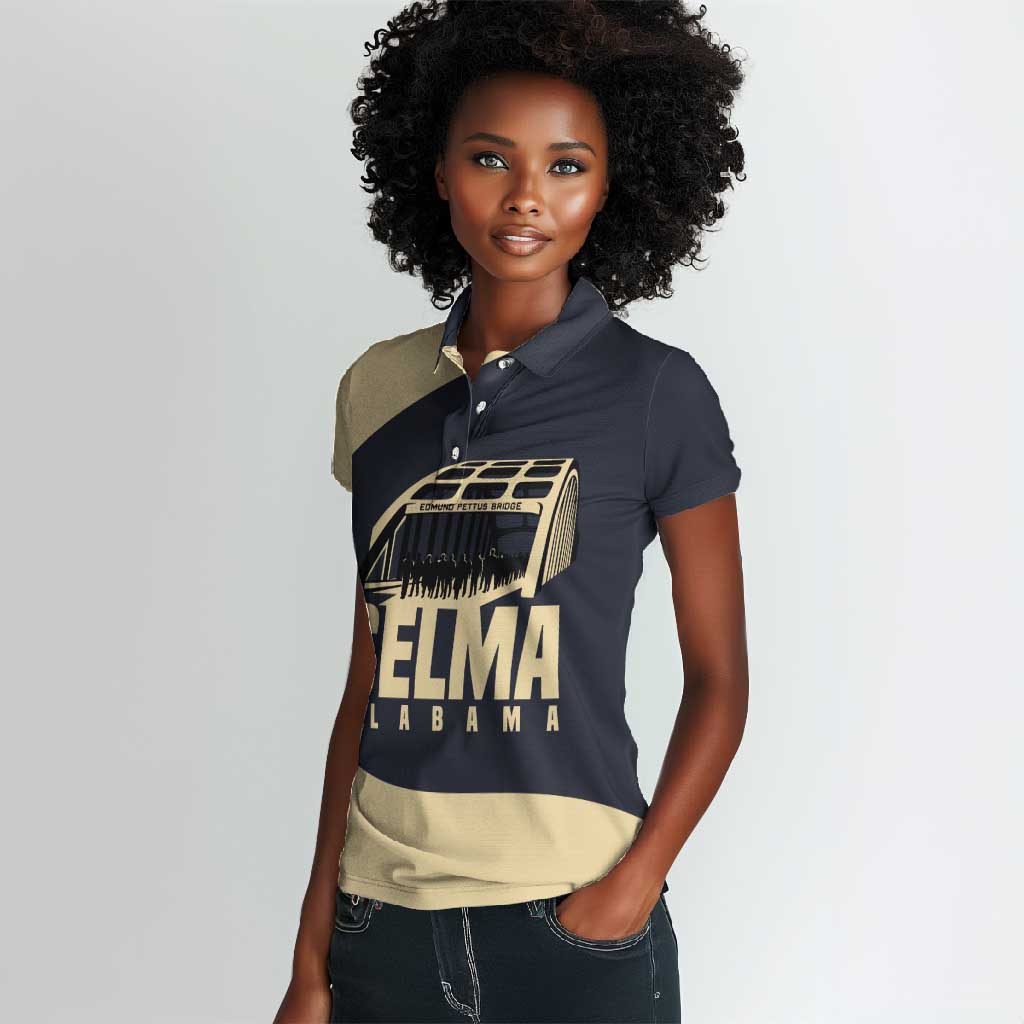 John Lewis Women Polo Shirt with Selma Bridge Graphic Civil Rights and Voting Rights Tribute - African Pride