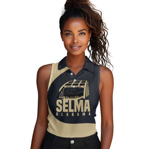 John Lewis Women Sleeveless Polo Shirt with Selma Bridge Graphic Civil Rights and Voting Rights Tribute - African Pride