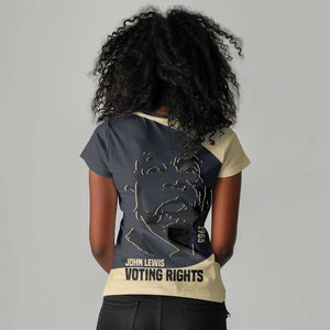 John Lewis Women V-Neck T-Shirt with Selma Bridge Graphic Civil Rights and Voting Rights Tribute - African Pride