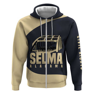 John Lewis Zip Hoodie with Selma Bridge Graphic Civil Rights and Voting Rights Tribute - African Pride