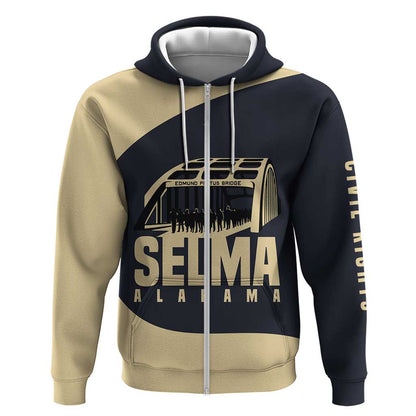 John Lewis Zip Hoodie with Selma Bridge Graphic Civil Rights and Voting Rights Tribute - African Pride