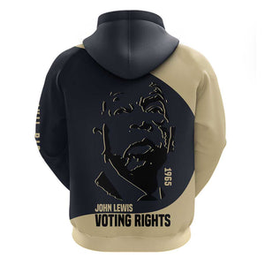 John Lewis Zip Hoodie with Selma Bridge Graphic Civil Rights and Voting Rights Tribute - African Pride