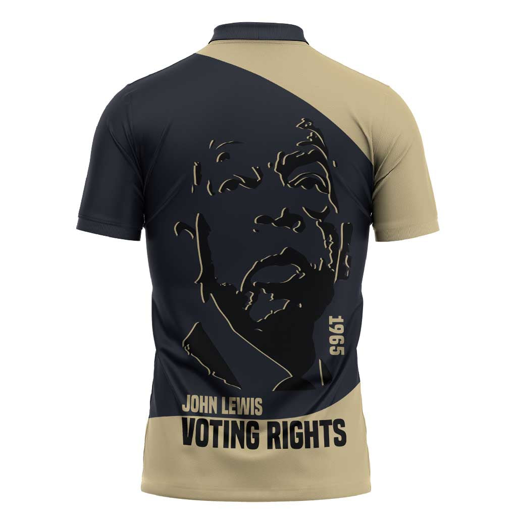 John Lewis Zipper Polo Shirt with Selma Bridge Graphic Civil Rights and Voting Rights Tribute - African Pride