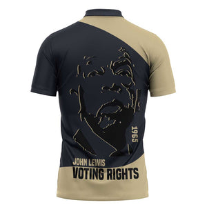 John Lewis Zipper Polo Shirt with Selma Bridge Graphic Civil Rights and Voting Rights Tribute - African Pride