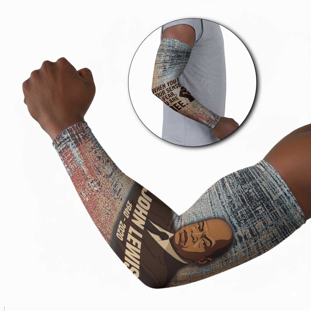 John Lewis Arm Sleeves with Freedom Quote Graphic Civil Rights and Legacy Tribute - African Pride