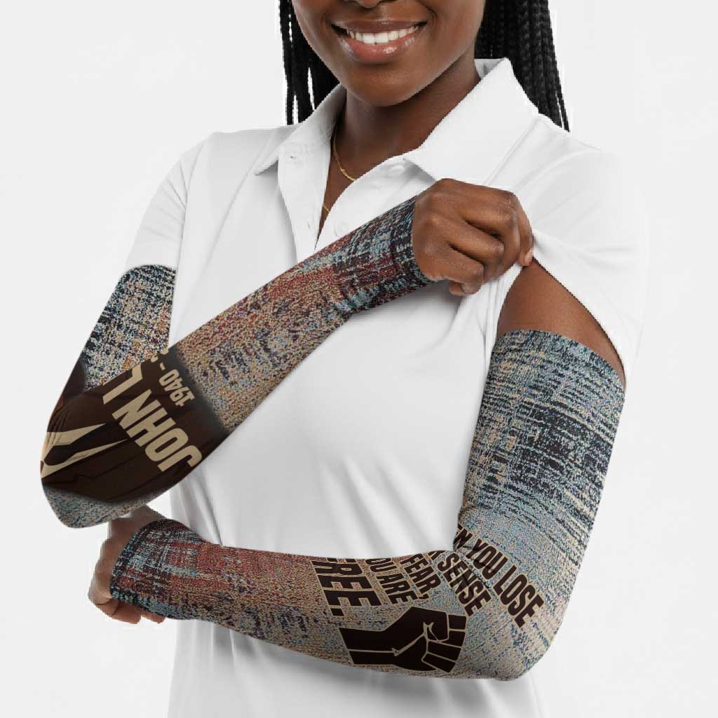 John Lewis Arm Sleeves with Freedom Quote Graphic Civil Rights and Legacy Tribute - African Pride