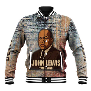 John Lewis Baseball Jacket with Freedom Quote Graphic Civil Rights and Legacy Tribute - African Pride
