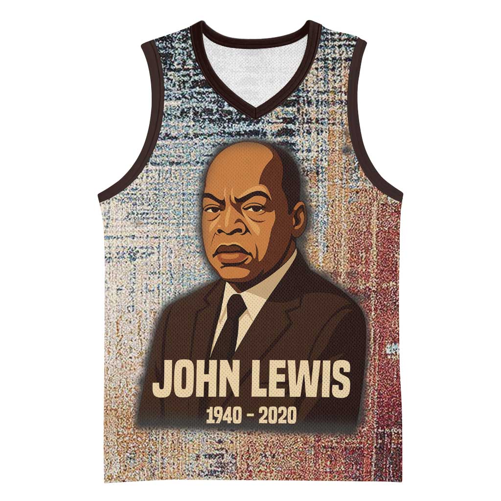 John Lewis Basketball Jersey with Freedom Quote Graphic Civil Rights and Legacy Tribute - African Pride