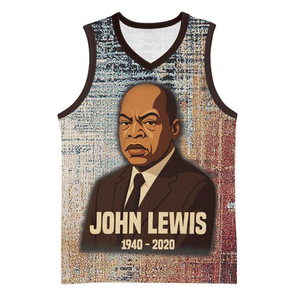 John Lewis Basketball Jersey with Freedom Quote Graphic Civil Rights and Legacy Tribute - African Pride