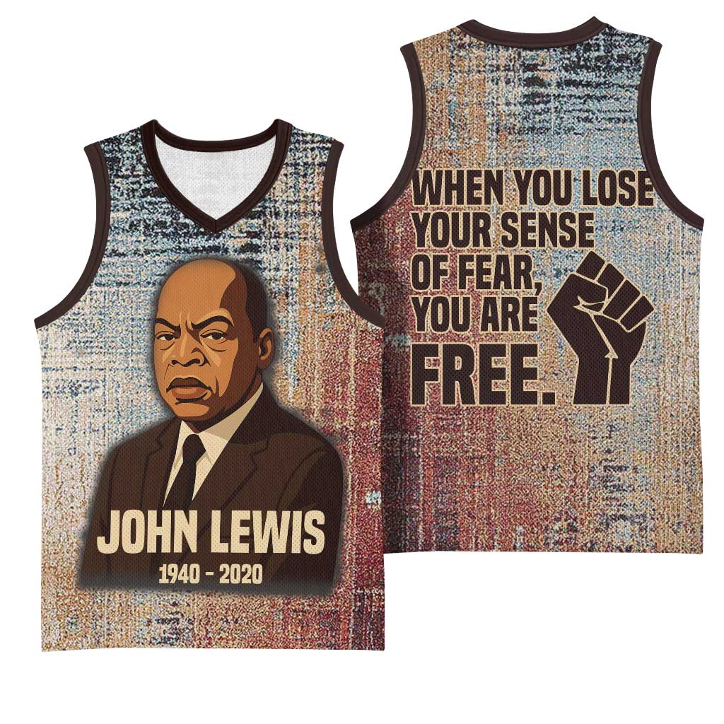 John Lewis Basketball Jersey with Freedom Quote Graphic Civil Rights and Legacy Tribute - African Pride