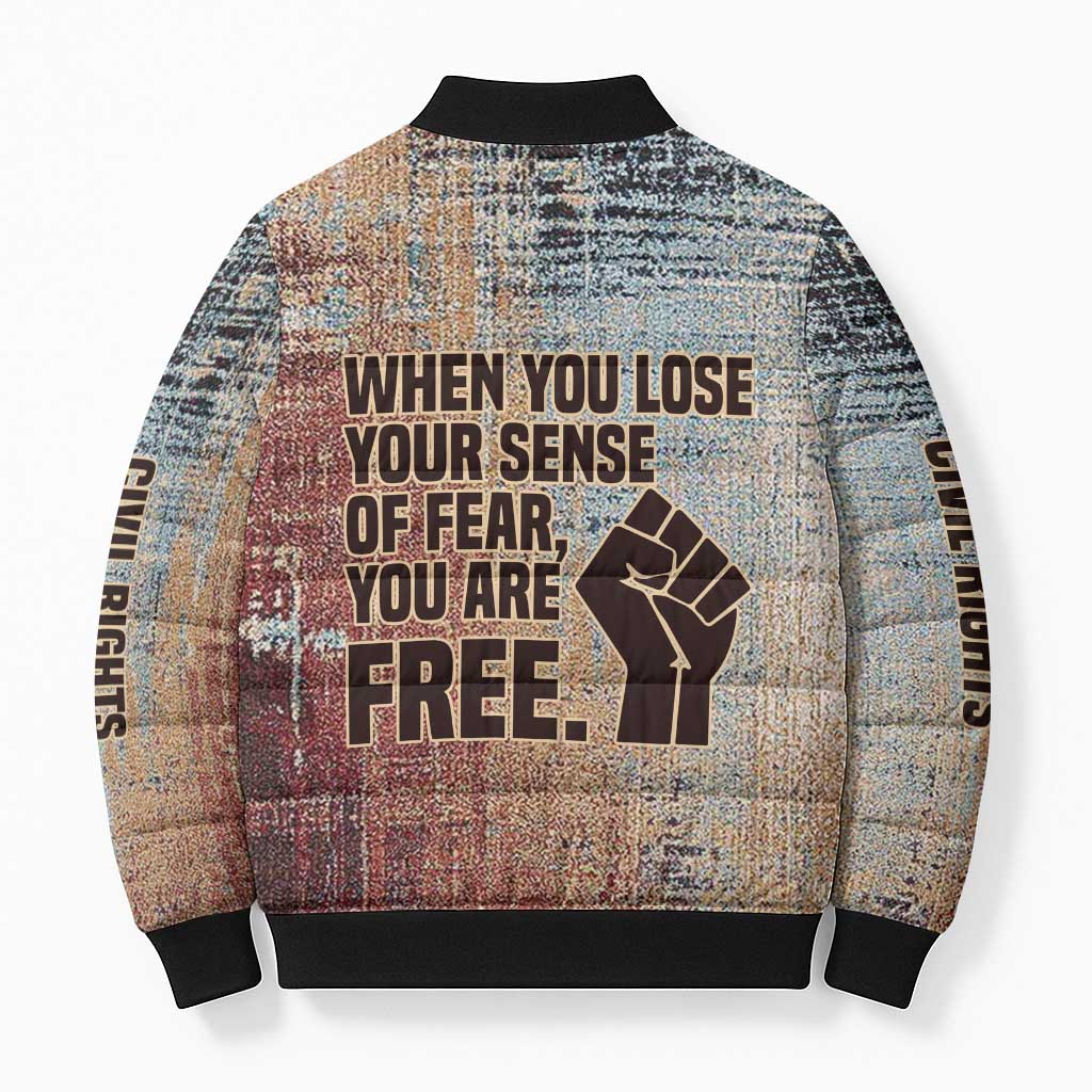 John Lewis Bomber Puffer Jacket with Freedom Quote Graphic Civil Rights and Legacy Tribute - African Pride
