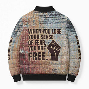 John Lewis Bomber Puffer Jacket with Freedom Quote Graphic Civil Rights and Legacy Tribute - African Pride