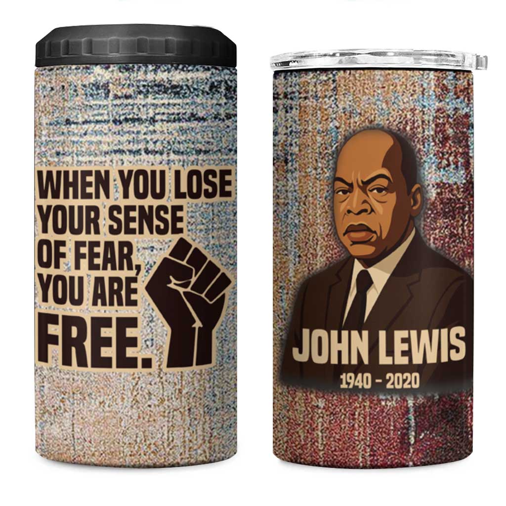 John Lewis 4 in 1 Can Cooler Tumbler with Freedom Quote Graphic Civil Rights and Legacy Tribute - African Pride