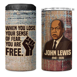 John Lewis 4 in 1 Can Cooler Tumbler with Freedom Quote Graphic Civil Rights and Legacy Tribute - African Pride