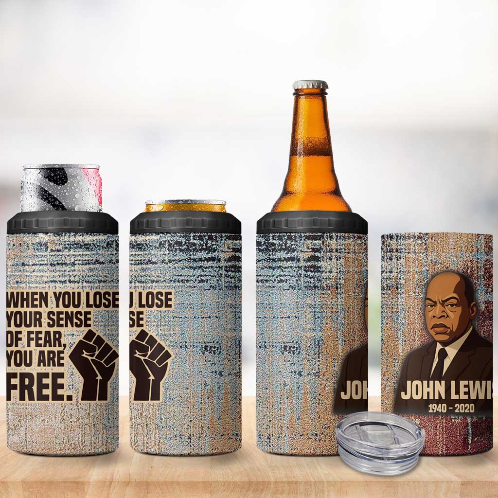 John Lewis 4 in 1 Can Cooler Tumbler with Freedom Quote Graphic Civil Rights and Legacy Tribute - African Pride