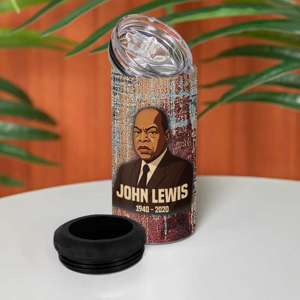 John Lewis 4 in 1 Can Cooler Tumbler with Freedom Quote Graphic Civil Rights and Legacy Tribute - African Pride