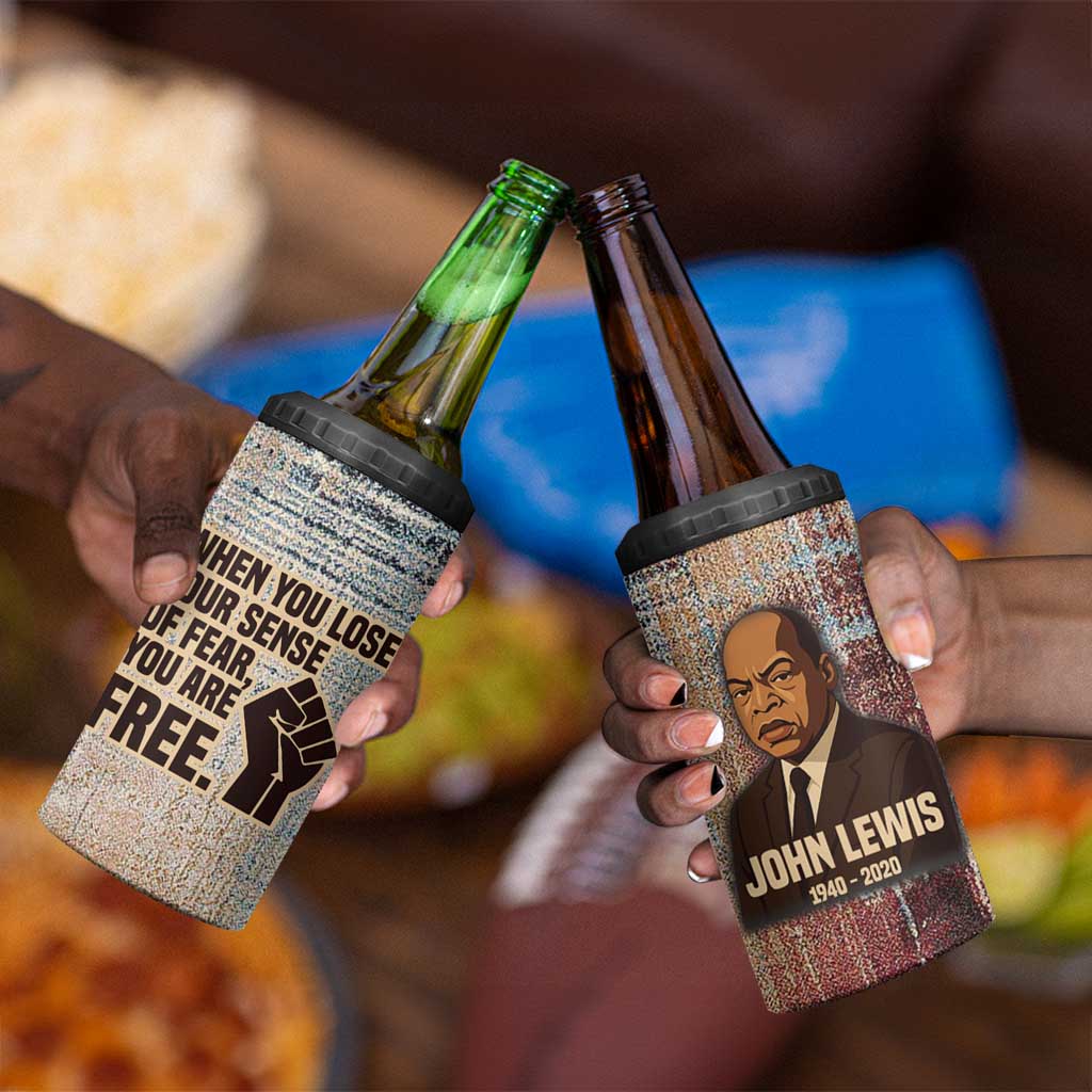 John Lewis 4 in 1 Can Cooler Tumbler with Freedom Quote Graphic Civil Rights and Legacy Tribute - African Pride