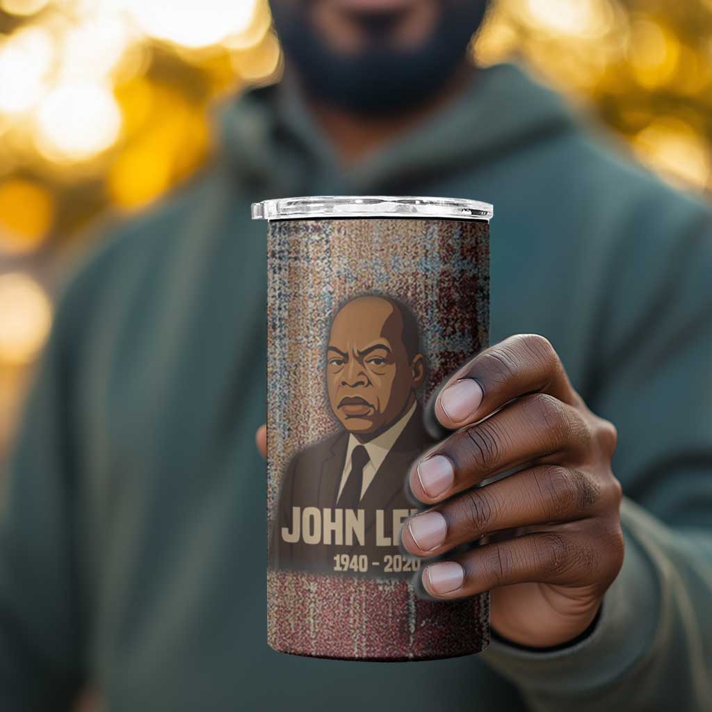 John Lewis 4 in 1 Can Cooler Tumbler with Freedom Quote Graphic Civil Rights and Legacy Tribute - African Pride