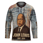 John Lewis Hockey Jersey with Freedom Quote Graphic Civil Rights and Legacy Tribute - African Pride