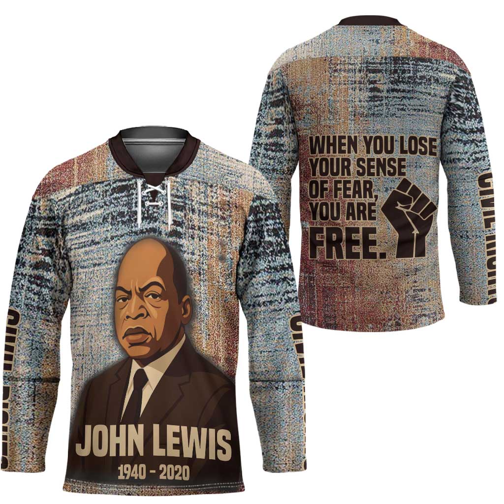 John Lewis Hockey Jersey with Freedom Quote Graphic Civil Rights and Legacy Tribute - African Pride