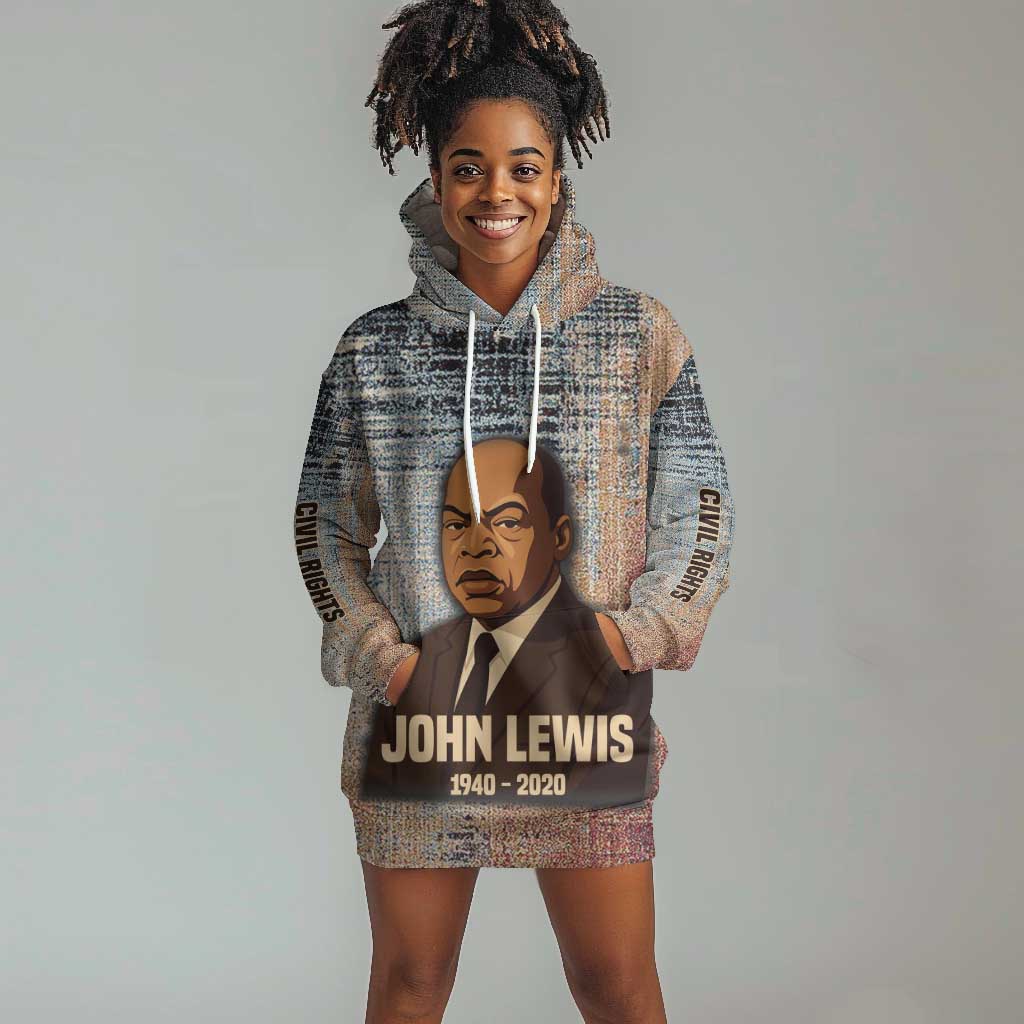 John Lewis Hoodie Dress with Freedom Quote Graphic Civil Rights and Legacy Tribute - African Pride