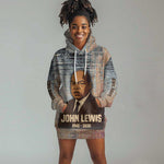John Lewis Hoodie Dress with Freedom Quote Graphic Civil Rights and Legacy Tribute - African Pride