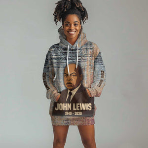 John Lewis Hoodie Dress with Freedom Quote Graphic Civil Rights and Legacy Tribute - African Pride