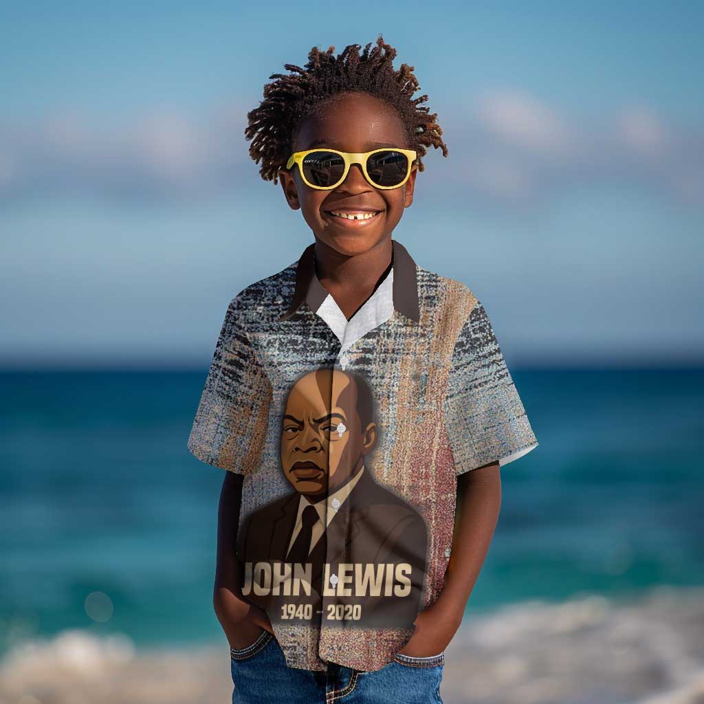 John Lewis Kid Hawaiian Shirt with Freedom Quote Graphic Civil Rights and Legacy Tribute - African Pride