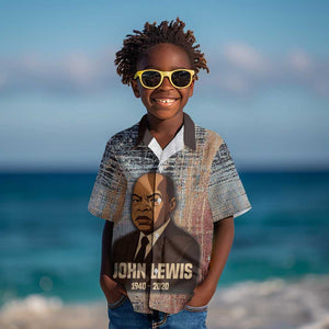 John Lewis Kid Hawaiian Shirt with Freedom Quote Graphic Civil Rights and Legacy Tribute - African Pride