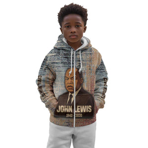 John Lewis Kid Hoodie with Freedom Quote Graphic Civil Rights and Legacy Tribute - African Pride