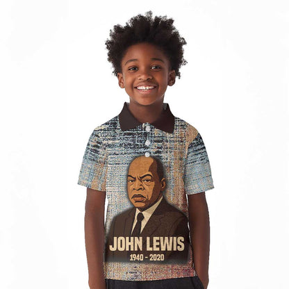 John Lewis Kid Polo Shirt with Freedom Quote Graphic Civil Rights and Legacy Tribute - African Pride