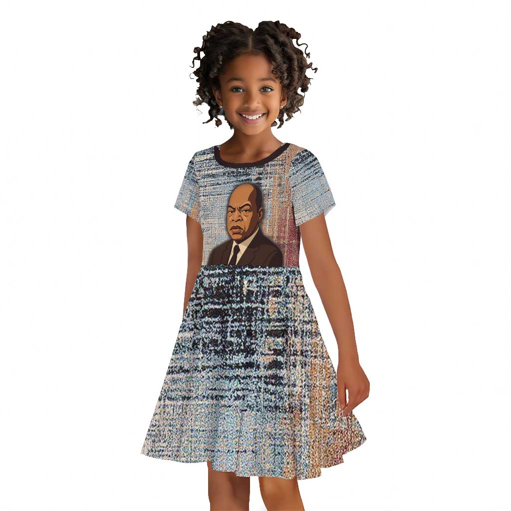 John Lewis Kid Short Sleeve Dress with Freedom Quote Graphic Civil Rights and Legacy Tribute - African Pride