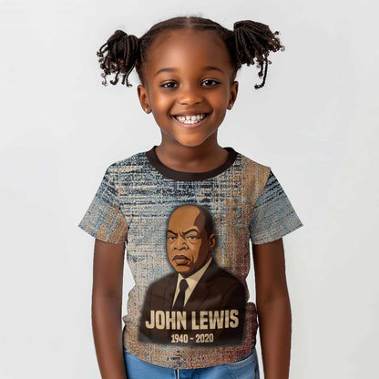 John Lewis Kid T shirt with Freedom Quote Graphic Civil Rights and Legacy Tribute - African Pride