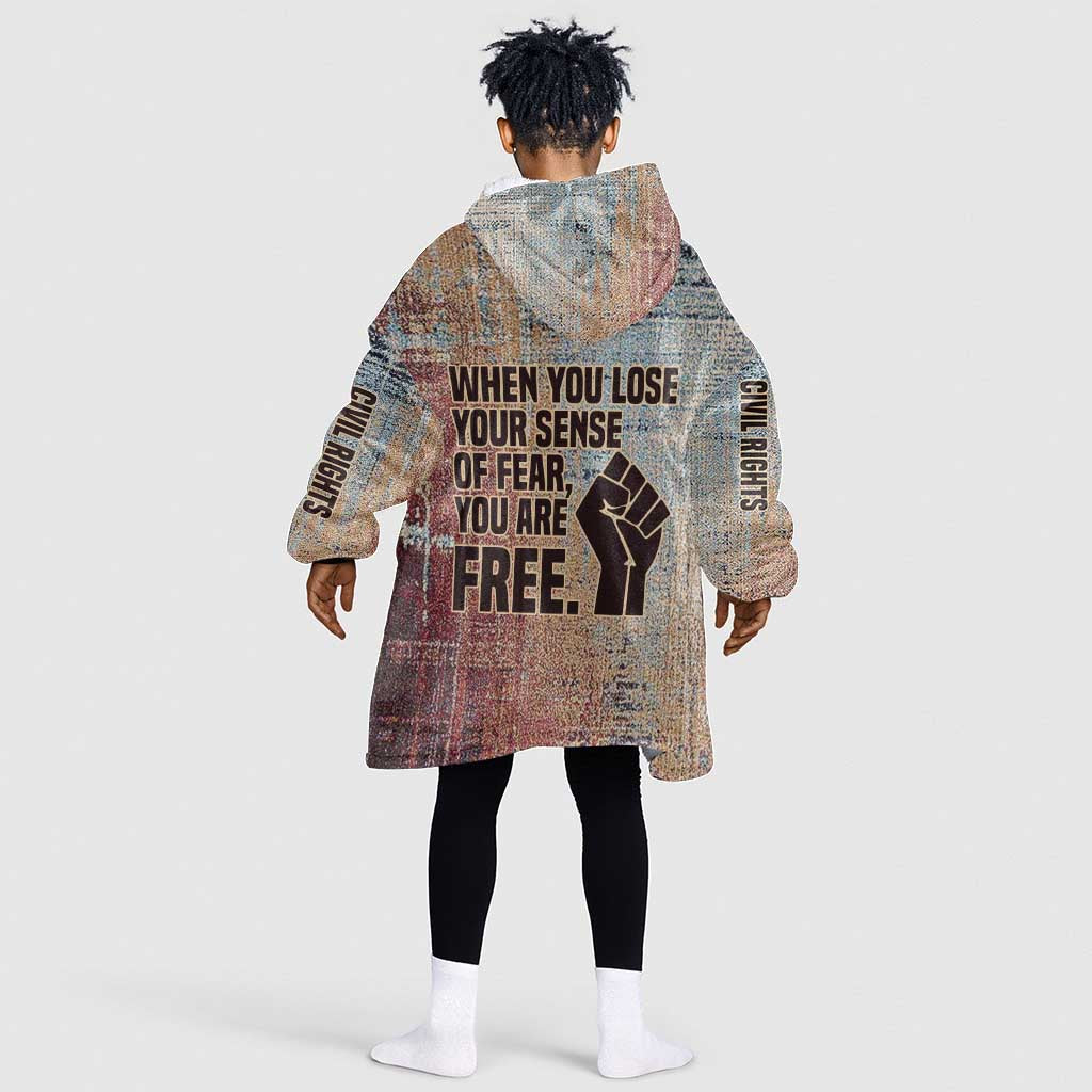 John Lewis Kid Wearable Blanket Hoodie with Freedom Quote Graphic Civil Rights and Legacy Tribute - African Pride
