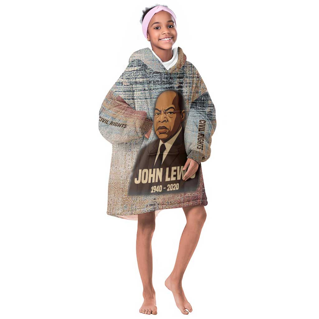 John Lewis Kid Wearable Blanket Hoodie with Freedom Quote Graphic Civil Rights and Legacy Tribute - African Pride