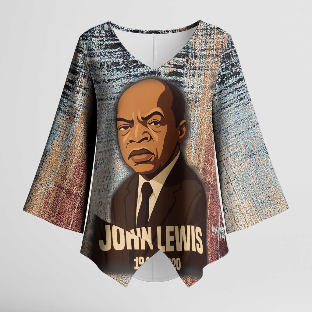 John Lewis Kimono Sleeve Blouse with Freedom Quote Graphic Civil Rights and Legacy Tribute - African Pride
