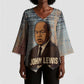 John Lewis Kimono Sleeve Blouse with Freedom Quote Graphic Civil Rights and Legacy Tribute - African Pride