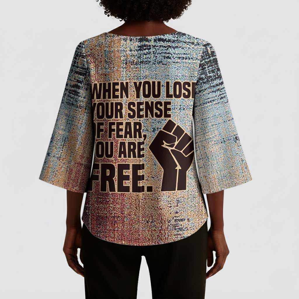 John Lewis Kimono Sleeve Blouse with Freedom Quote Graphic Civil Rights and Legacy Tribute - African Pride