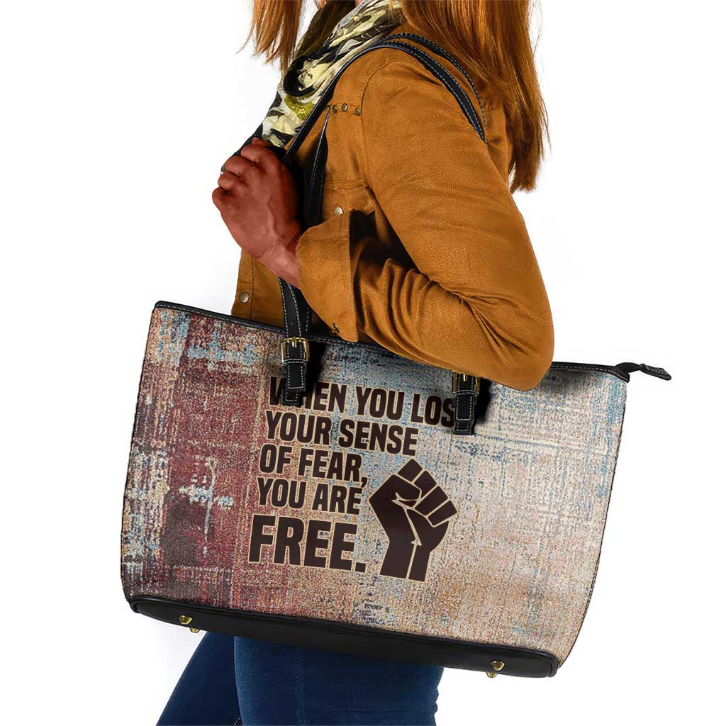John Lewis Leather Tote Bag with Freedom Quote Graphic Civil Rights and Legacy Tribute - African Pride