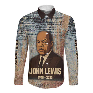 John Lewis Long Sleeve Button Shirt with Freedom Quote Graphic Civil Rights and Legacy Tribute - African Pride