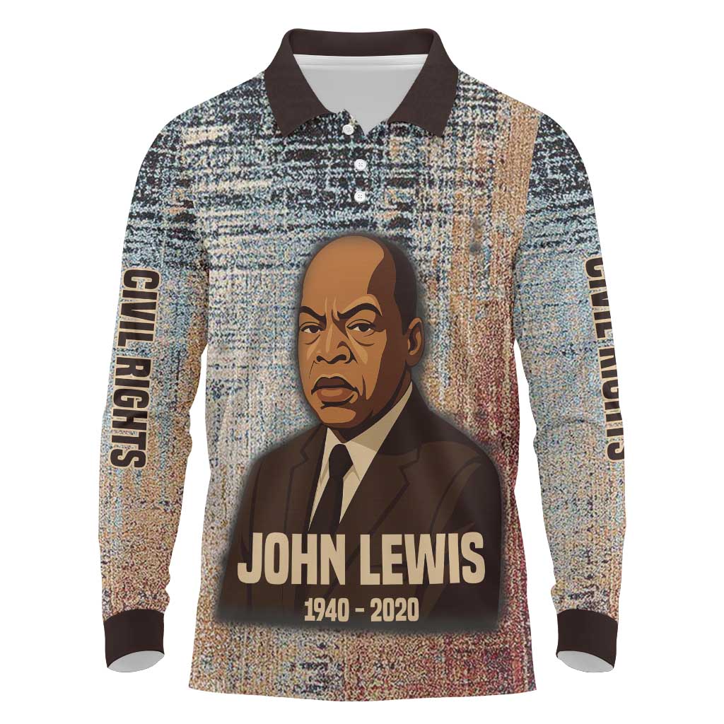 John Lewis Long Sleeve Polo Shirt with Freedom Quote Graphic Civil Rights and Legacy Tribute - African Pride