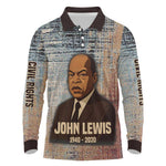 John Lewis Long Sleeve Polo Shirt with Freedom Quote Graphic Civil Rights and Legacy Tribute - African Pride