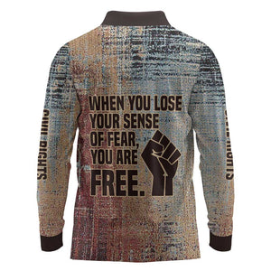 John Lewis Long Sleeve Polo Shirt with Freedom Quote Graphic Civil Rights and Legacy Tribute - African Pride