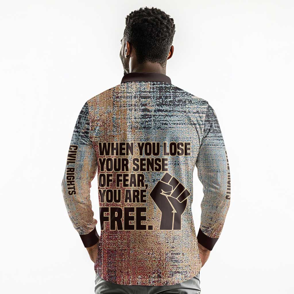 John Lewis Long Sleeve Polo Shirt with Freedom Quote Graphic Civil Rights and Legacy Tribute - African Pride