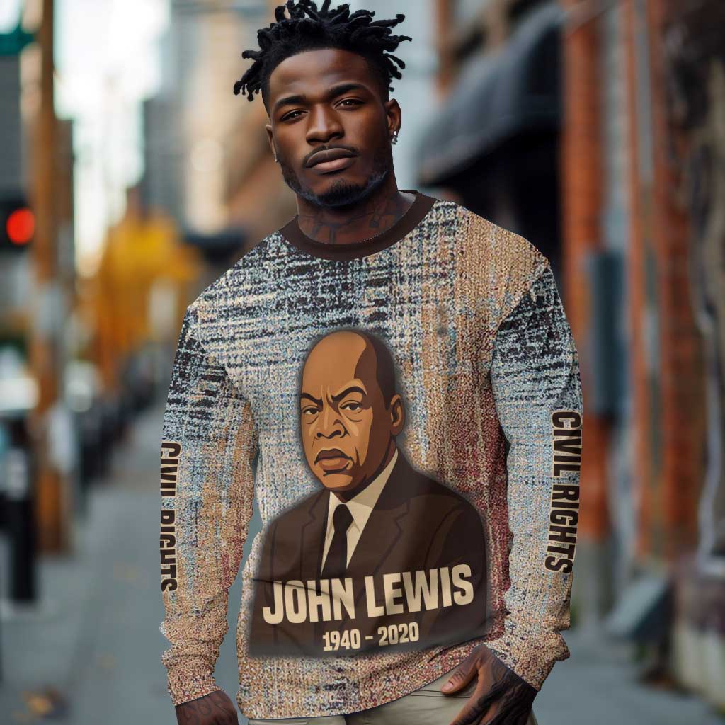 John Lewis Long Sleeve Shirt with Freedom Quote Graphic Civil Rights and Legacy Tribute - African Pride