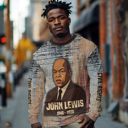 John Lewis Long Sleeve Shirt with Freedom Quote Graphic Civil Rights and Legacy Tribute - African Pride