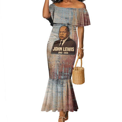 John Lewis Mermaid Dress with Freedom Quote Graphic Civil Rights and Legacy Tribute - African Pride